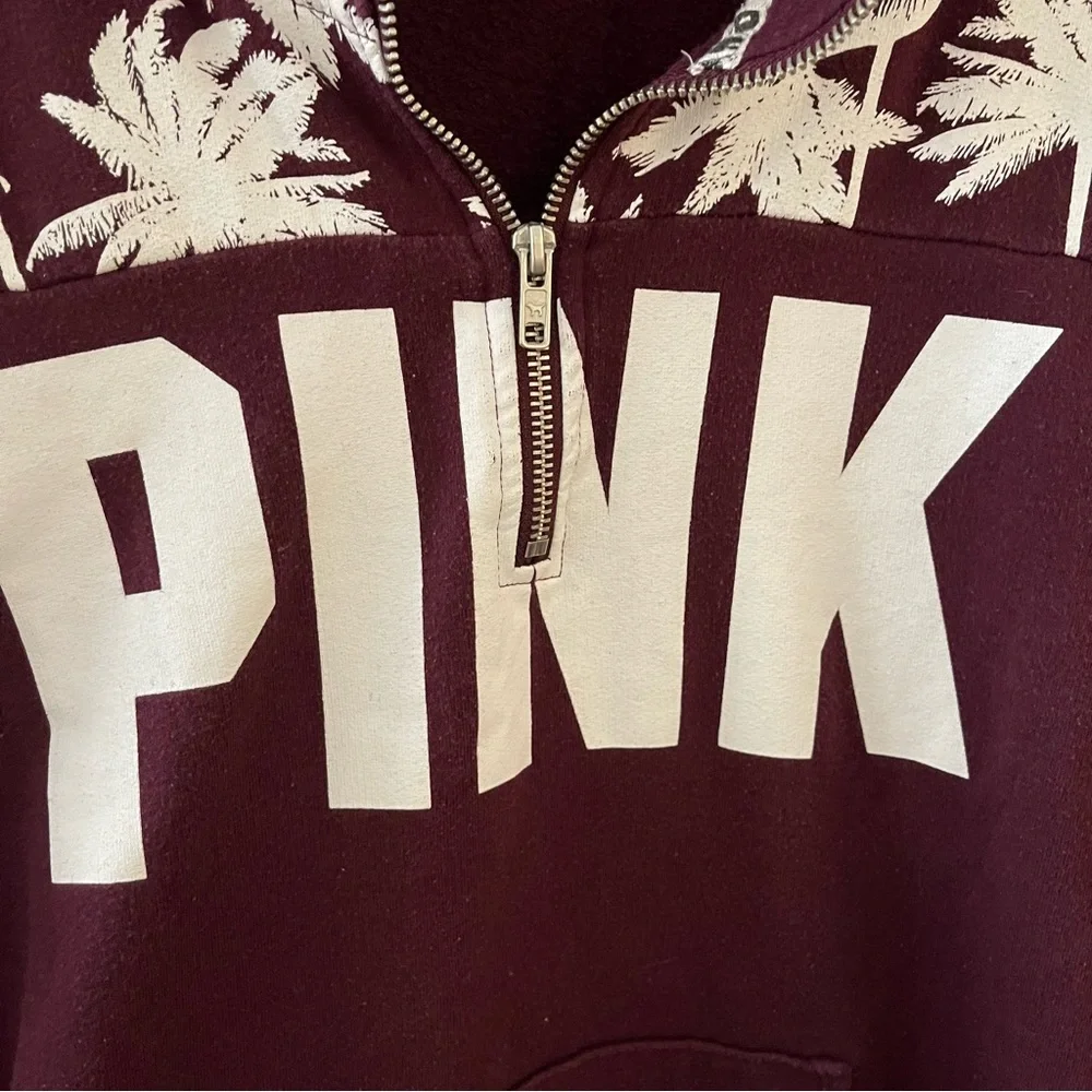 Rare PINK Victoria's Secret VS Palm LOGO Pullover Sweatshirt Top Large - Picture 3 of 8